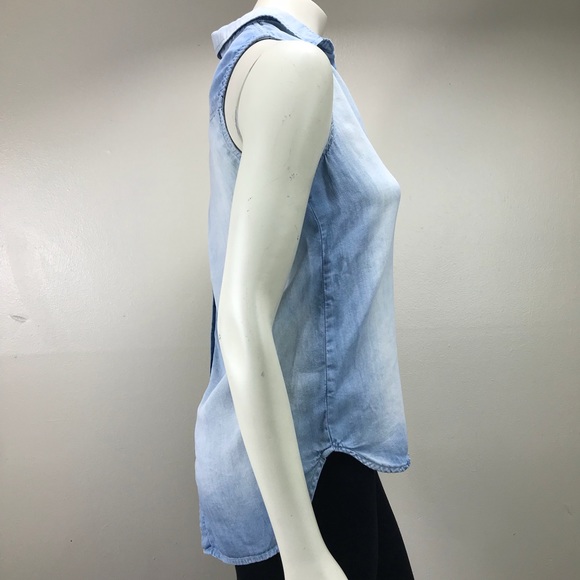 Cloth & Stone Chambray Button Down Back Slit Tank - Picture 5 of 7